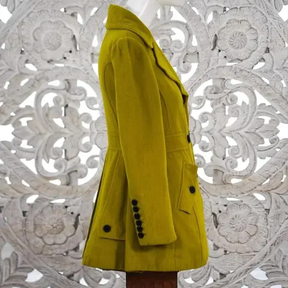 Burberry Blue Label Chartreuse Wool Cashmere Coat Women’s 38 Made in Japan